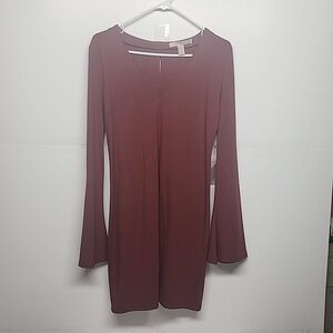 Rust long sleeve bell groovy, retro, 60s, go-go boot fun sz M dress. Never worn